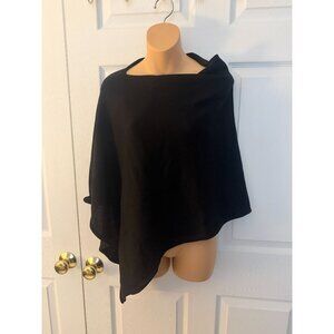 Isabelle Baines Handmade Black Wool Asymmetrical Poncho One Size
